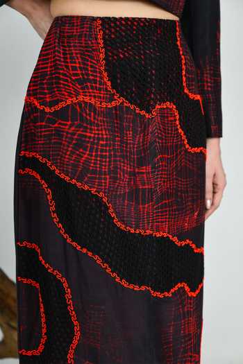 Buy_The Dramebaaz CO_Black Silk Emberlines Lace Skirt _Online_at_Aza_Fashions