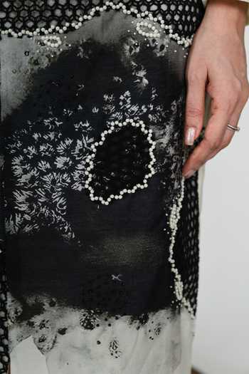 The Dramebaaz CO_White Silk Frost Grid Skirt _Online_at_Aza_Fashions
