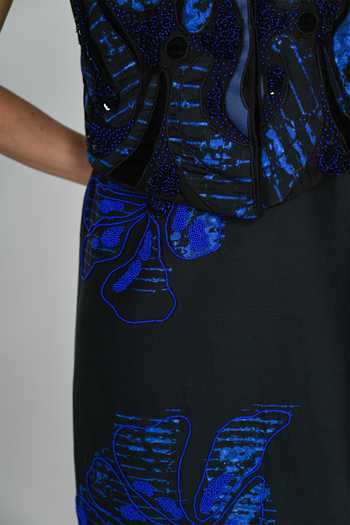 The Dramebaaz CO_Blue Silk Ivy Pencil Skirt _at_Aza_Fashions