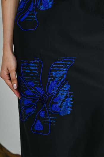 The Dramebaaz CO_Blue Silk V-neck Ivy Skirt Set _Online_at_Aza_Fashions