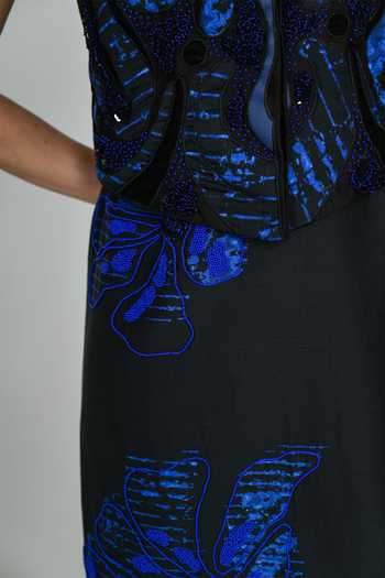 Buy_The Dramebaaz CO_Blue Silk V-neck Ivy Skirt Set _Online_at_Aza_Fashions