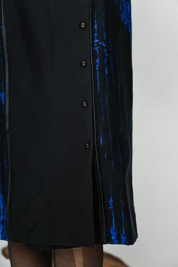 Buy_The Dramebaaz CO_Blue Silk V-, Asymmetric Helix Belted Dress _Online_at_Aza_Fashions