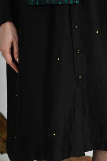 Buy_The Dramebaaz CO_Green Silk Matrix False Cowl Dress _Online_at_Aza_Fashions
