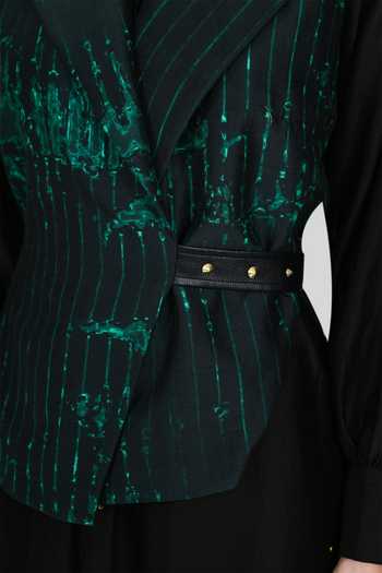 Shop_The Dramebaaz CO_Green Silk Matrix False Cowl Dress 