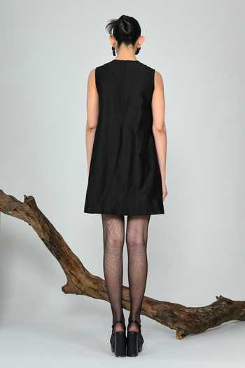 Shop_The Dramebaaz CO_Green Silk Round Neck Moonflower Mini Dress _at_Aza_Fashions