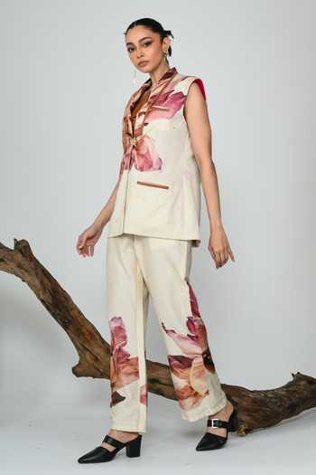 Buy_The Dramebaaz CO_Blush Silk Petals After Time Blazer Set _Online_at_Aza_Fashions