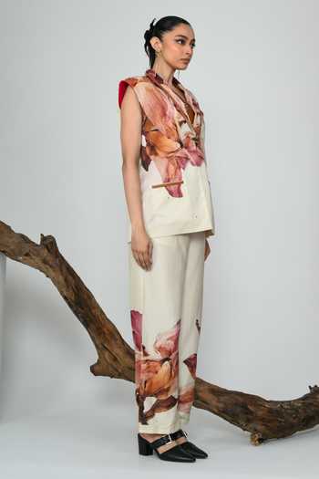 Shop_The Dramebaaz CO_Blush Silk Petals After Time Blazer Set _Online_at_Aza_Fashions