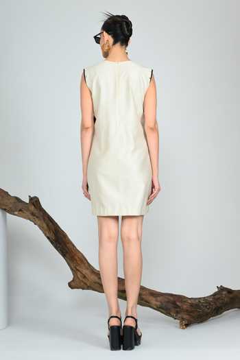 Shop_The Dramebaaz CO_Off White Silk Round Neck Shadowflora Column Dress _at_Aza_Fashions