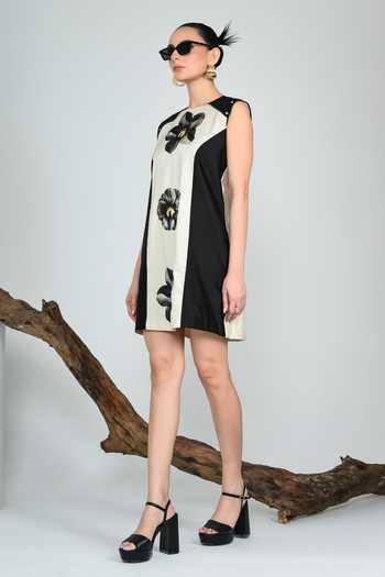 Buy_The Dramebaaz CO_Off White Silk Round Neck Shadowflora Column Dress _Online_at_Aza_Fashions
