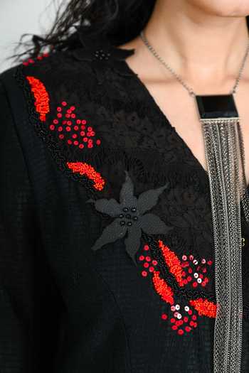 The Dramebaaz CO_Black Silk V-neck Phantom Waistcoat _at_Aza_Fashions