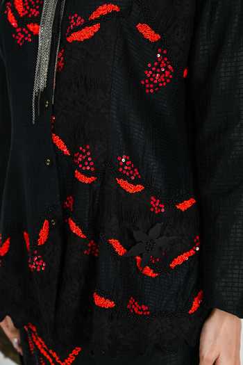 Buy_The Dramebaaz CO_Black Silk V-neck Phantom Waistcoat 