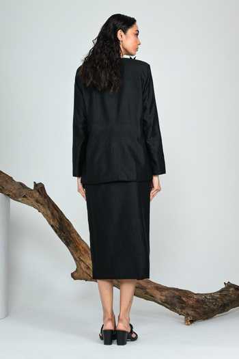 Shop_The Dramebaaz CO_Black Silk Phantom Bead Work Skirt _at_Aza_Fashions