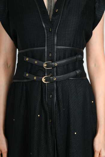 The Dramebaaz CO_Black Silk V-neck Midnight Utility Dress _Online_at_Aza_Fashions