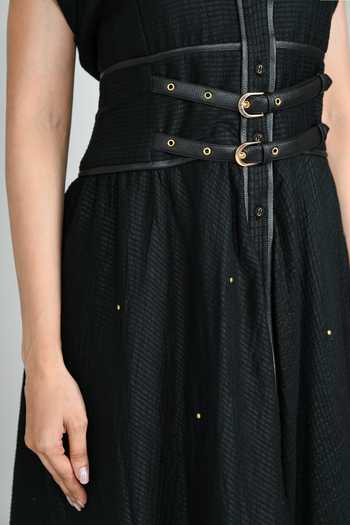 Buy_The Dramebaaz CO_Black Silk V-neck Midnight Utility Dress _Online_at_Aza_Fashions