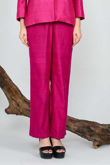 The Dramebaaz CO_Pink Silk Fuscia Heiress Blazer Set _Online_at_Aza_Fashions
