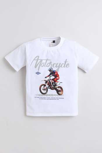 Buy_Mini Stitch_White Cotton, Knit Printed T Shirt And Jacket Set _Online_at_Aza_Fashions