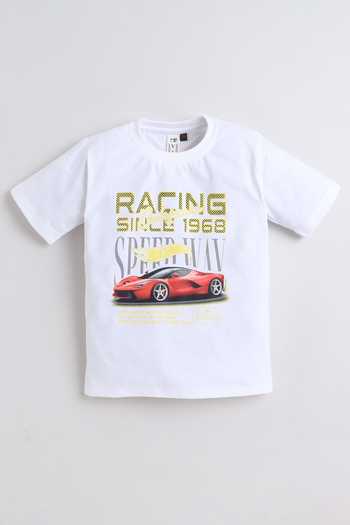 Buy_Mini Stitch_White Cotton, Knit Kids Biker Print T Shirt And Jacket Set _Online_at_Aza_Fashions