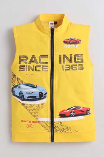 Shop_Mini Stitch_White Cotton, Knit Kids Biker Print T Shirt And Jacket Set _Online_at_Aza_Fashions