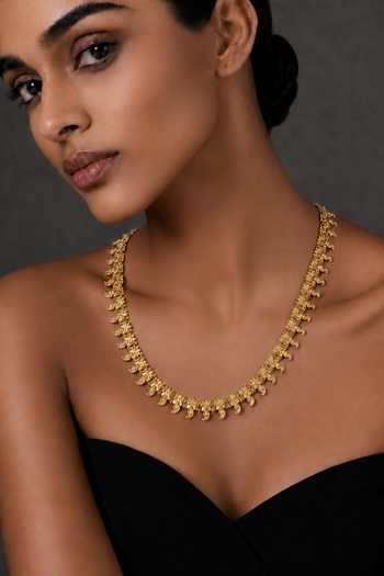 Buy_House Of Tuhina_Gold Plated Isha Carved Necklace _at_Aza_Fashions