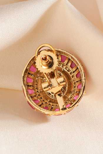 Mrjewels_Gold Plated Royal Polki Stud Earrings _Online_at_Aza_Fashions