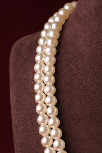 MRJEWELS_White Tanirika Pearl Layered Necklace Set _Online_at_Aza_Fashions