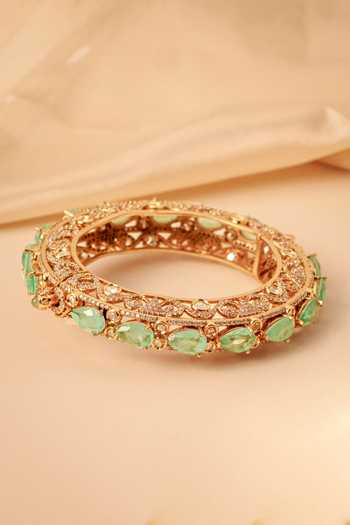 Shop_MRJEWELS_Green Emerald Eclat Embellished Kada _at_Aza_Fashions