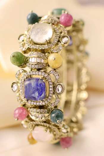 Shop_MRJEWELS_Multi Color Stone Embellished Bangle - Single Pc _at_Aza_Fashions