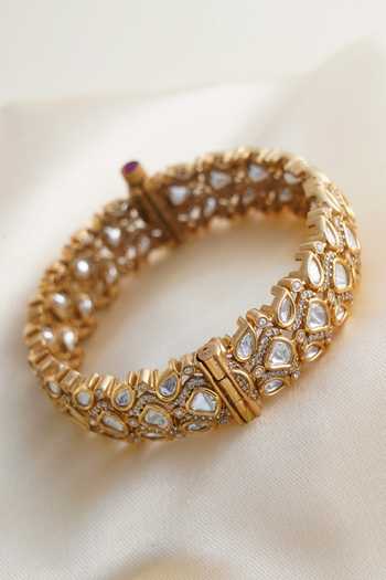 Shop_Mrjewels_White Kundan Embellished Bangle - Single Pc _at_Aza_Fashions