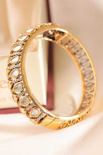 Shop_Mrjewels_White Elara Polki Embellished Bangle - Single Pc _at_Aza_Fashions