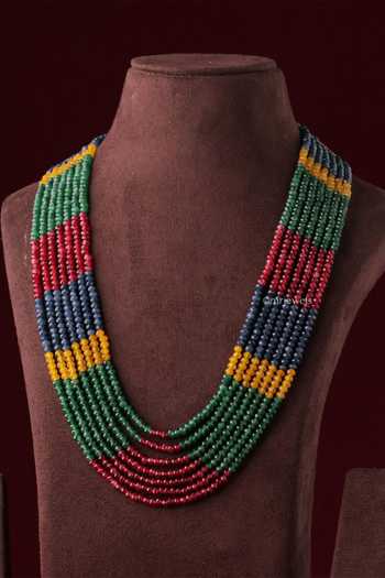 Buy_MRJEWELS_Multi Color Multicolor Layered Collar Necklace _at_Aza_Fashions