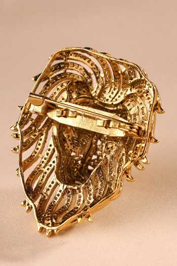 MRJEWELS_Black Lion Shaped Brooch _Online_at_Aza_Fashions