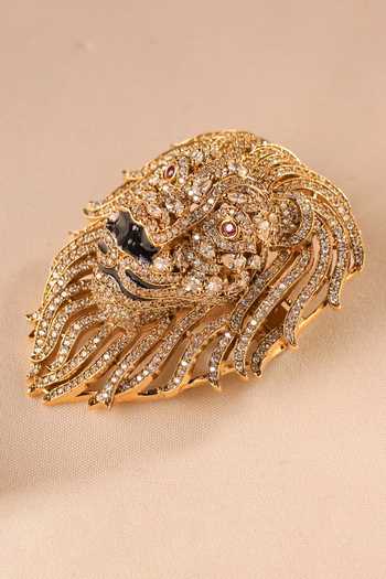 Shop_MRJEWELS_Black Lion Shaped Brooch _at_Aza_Fashions