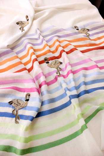 Buy_Mauli Cashmere_Ivory Flamingo Style Embroidered Stole _Online_at_Aza_Fashions