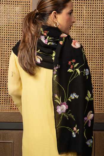 Mauli Cashmere_Black Thread Embroidered Stole _Online_at_Aza_Fashions