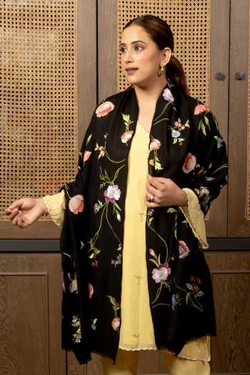 Shop_Mauli Cashmere_Black Thread Embroidered Stole _at_Aza_Fashions