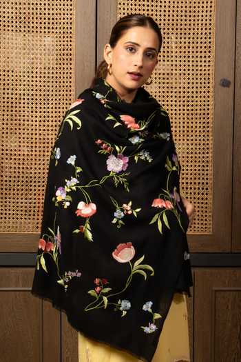 Buy_Mauli Cashmere_Black Thread Embroidered Stole _Online_at_Aza_Fashions