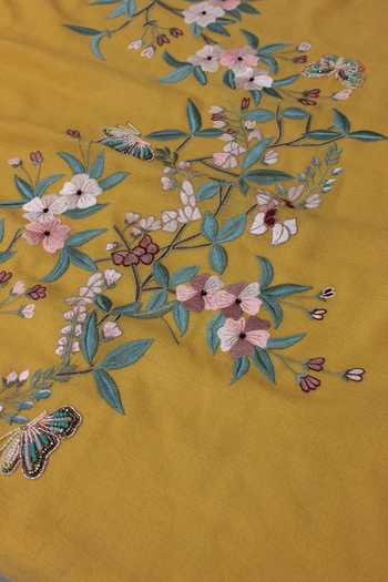 Mauli Cashmere_Yellow A Garden Diary Embroidered Stole _Online_at_Aza_Fashions