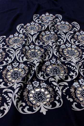 Buy_Mauli Cashmere_Blue Floral Crest Embroidered Stole _Online_at_Aza_Fashions