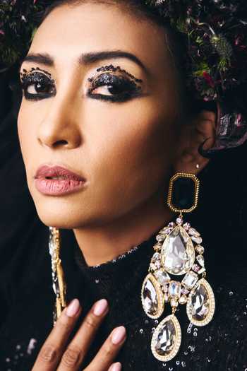 Buy_Radhika Agrawal Jewels_White Crystal Serenade Embellished Earrings _at_Aza_Fashions