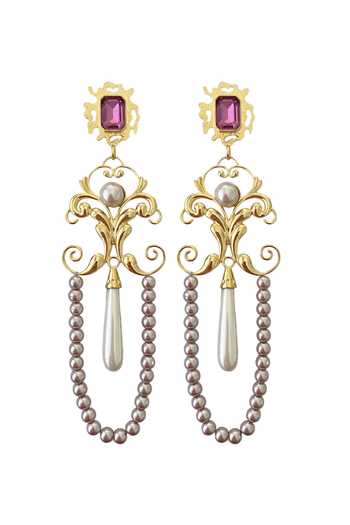 Buy_Radhika Agrawal Jewels_Pink Pearl Embellished Earrings _at_Aza_Fashions
