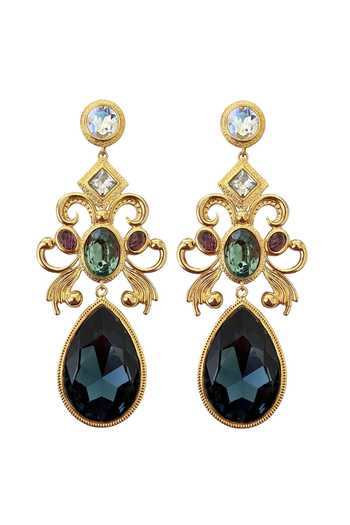 Buy_Radhika Agrawal Jewels_Gold Plated Midnight Marquis Embellished Earrings _at_Aza_Fashions