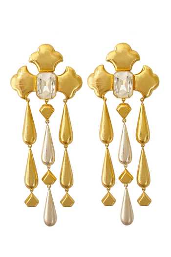 Shop_Radhika Agrawal Jewels_Gold Plated Mystic Tear Drop Earrings _at_Aza_Fashions