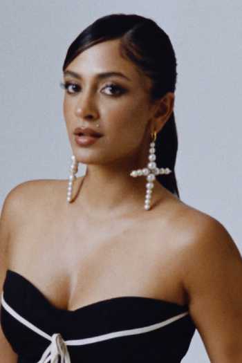 Radhika Agrawal Jewels_Grey Pearl Cross Dangler Earrings _Online_at_Aza_Fashions