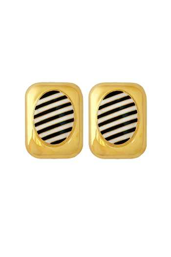 Shop_Radhika Agrawal Jewels_Black Stripe Pattern Stud Earrings _at_Aza_Fashions