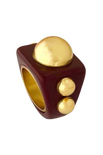 Shop_Radhika Agrawal Jewels_Maroon Bubble Ring _at_Aza_Fashions
