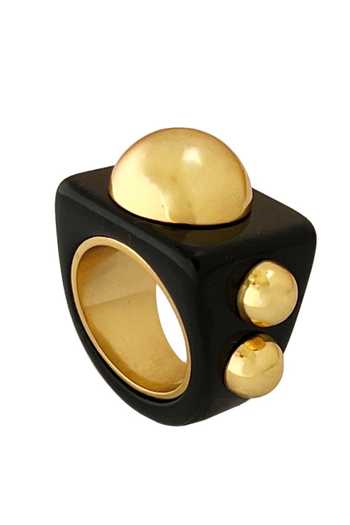 Shop_Radhika Agrawal Jewels_Black Bubble Ring _at_Aza_Fashions