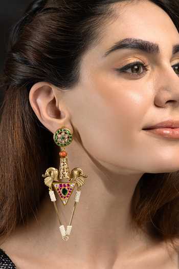 Buy_Joules by Radhika_Gold Plated Kritika Embellished Earrings _at_Aza_Fashions