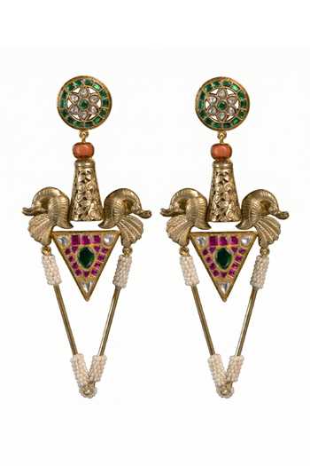 Shop_Joules by Radhika_Gold Plated Kritika Embellished Earrings _at_Aza_Fashions