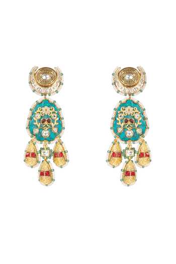 Shop_Joules by Radhika_Green Ruina Embellished Earrings _at_Aza_Fashions