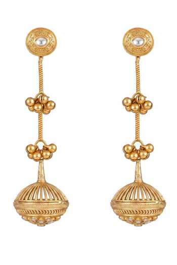 Shop_Joules by Radhika_Gold Plated Tivya Long Tassel Earrings _at_Aza_Fashions